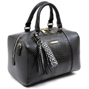 Bonnie Croc Python Satchel (Black)